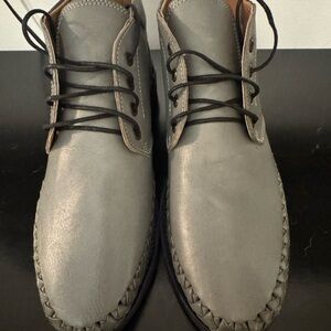 Men's Gray Leather Chukka Boots- handmade